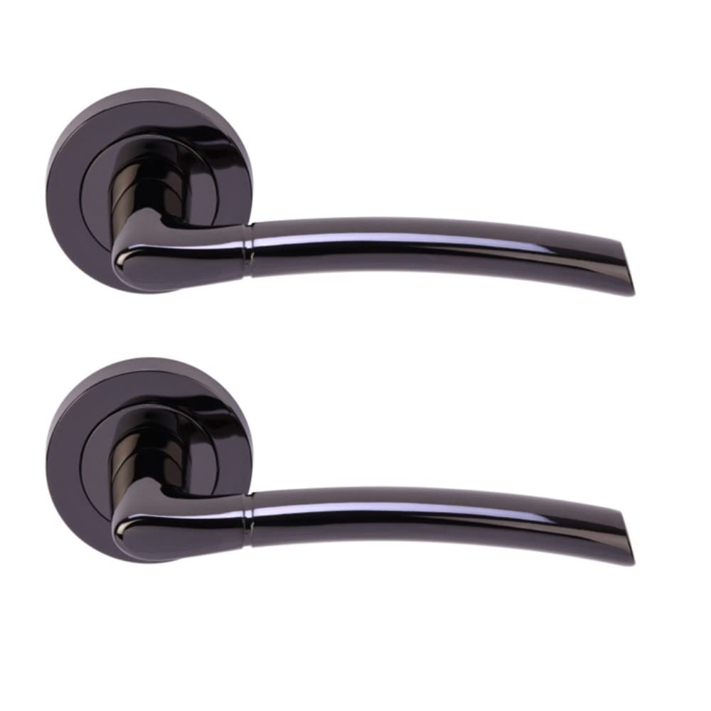 5 Sets Nemo Internal Door Handles on Rose Lever Latch Door Packs (76mm) - Black Nickel - Image 3