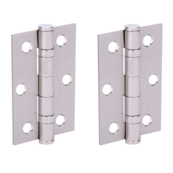 Door Hinges 1 Pair 76mm / 3 inch Ball Bearing, with Screws - Satin Nickel
