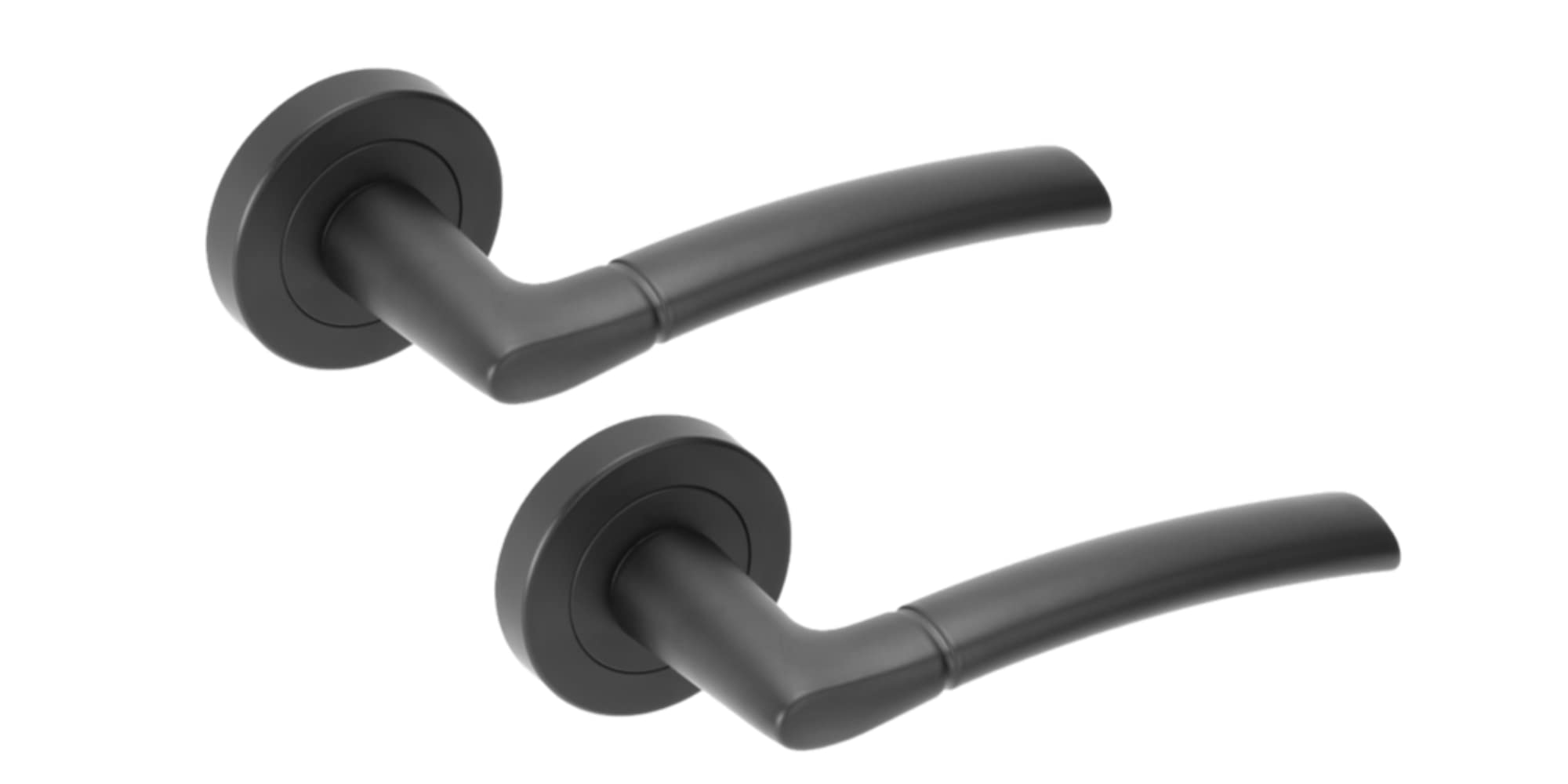 Nemo Lever On Round Rose Door Handles, 1 Set - Black Matt