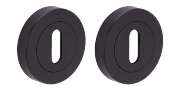2 Pack Keyhole Door Lock Escutcheon Covers - Black Matt