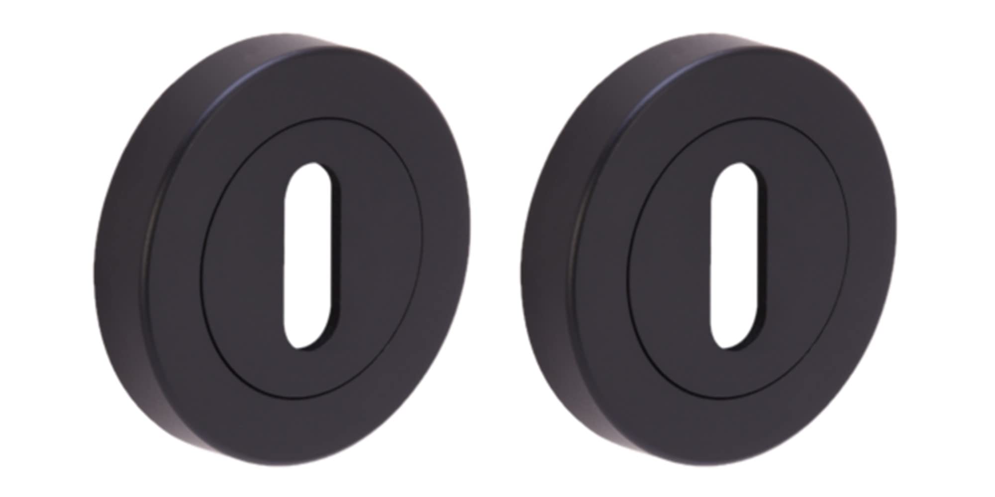 2 Pack Keyhole Door Lock Escutcheon Covers - Black Matt