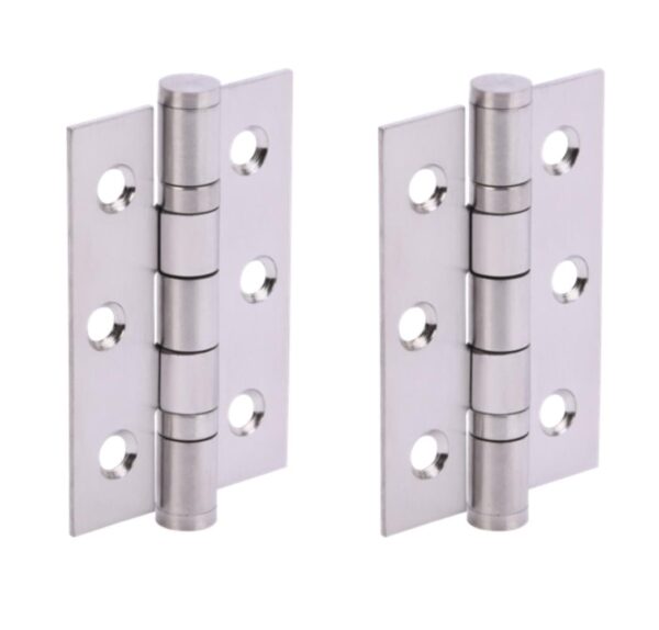 Door Hinges 1 Pair 76mm / 3 inch Ball Bearing, with Screws - Satin Stainless Steel
