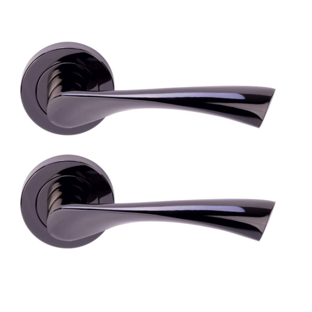 7 Sets Zena Lever On Round Rose Door Handles - Black Nickel - Image 3