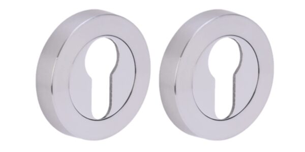 2 Pack Euro Cylinder Door Lock Key Escutcheon Covers - Satin Chrome