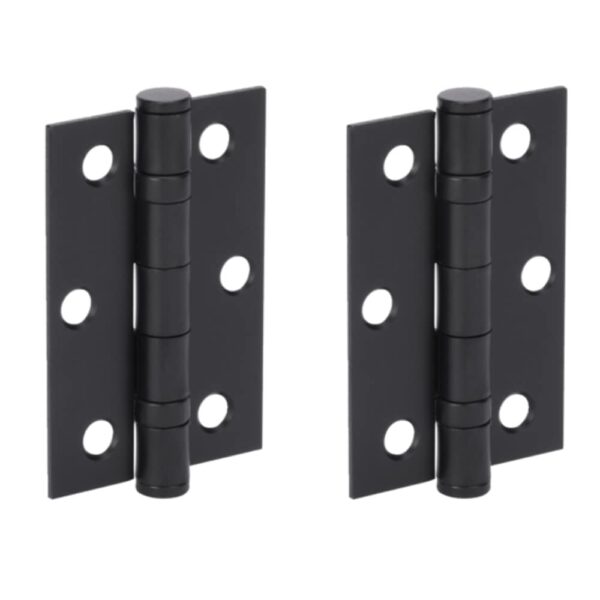 Door Hinges 1 Pair 76mm / 3 inch Ball Bearing, with Screws - Black Matt