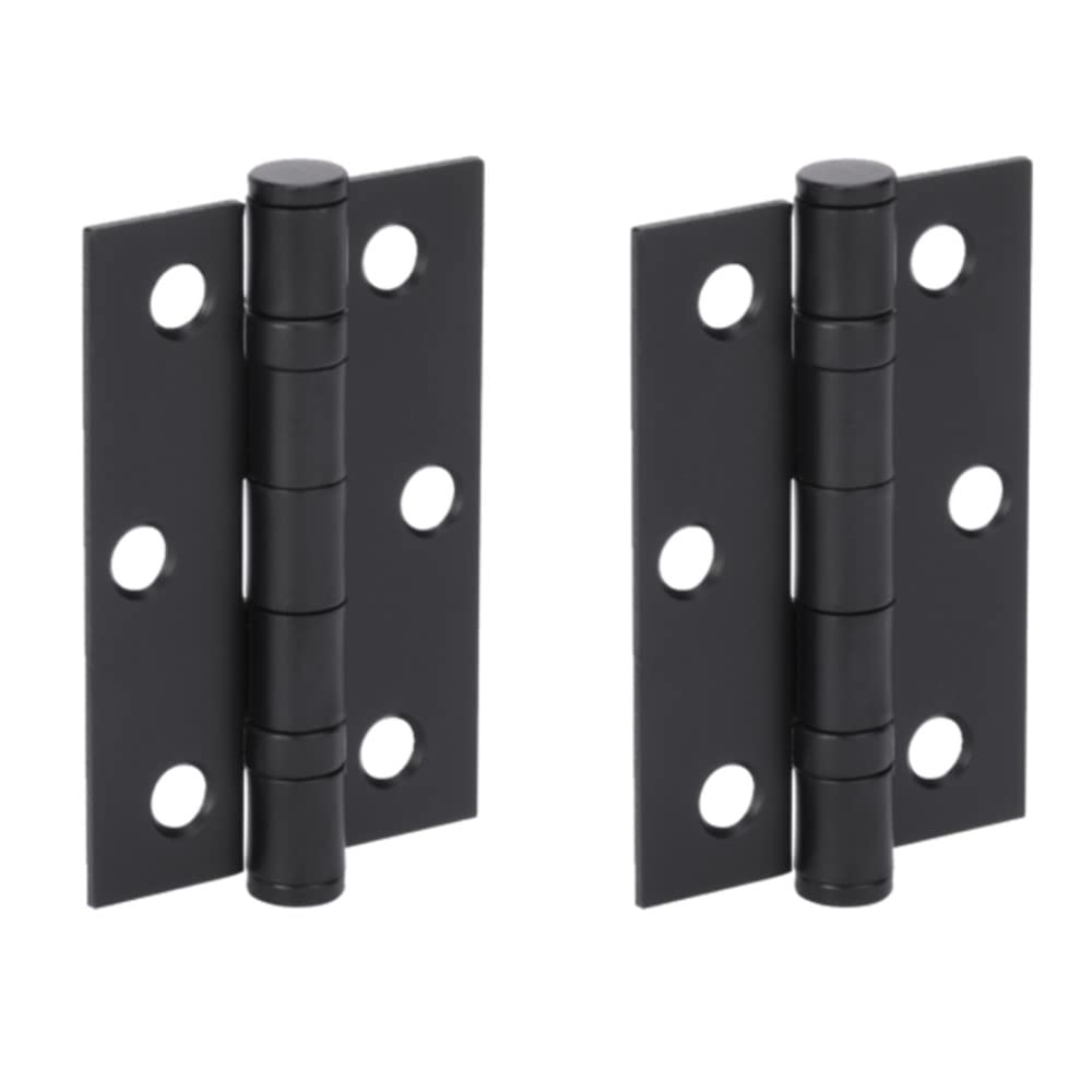 Door Hinges 1 Pair 76mm / 3 inch Ball Bearing, with Screws - Black Matt