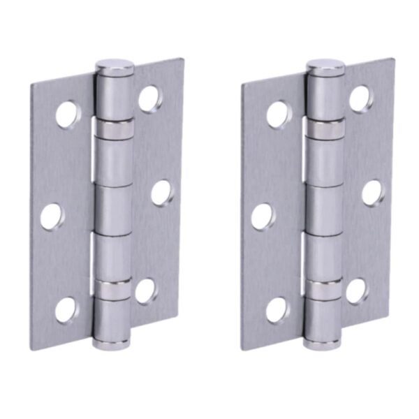 Door Hinges 1 Pair 76mm / 3 inch Ball Bearing, with Screws - Satin Chrome