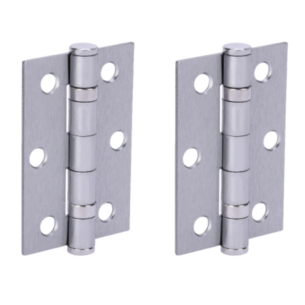 Door Hinges 1 Pair 76mm / 3 inch Ball Bearing, with Screws - Satin Chrome