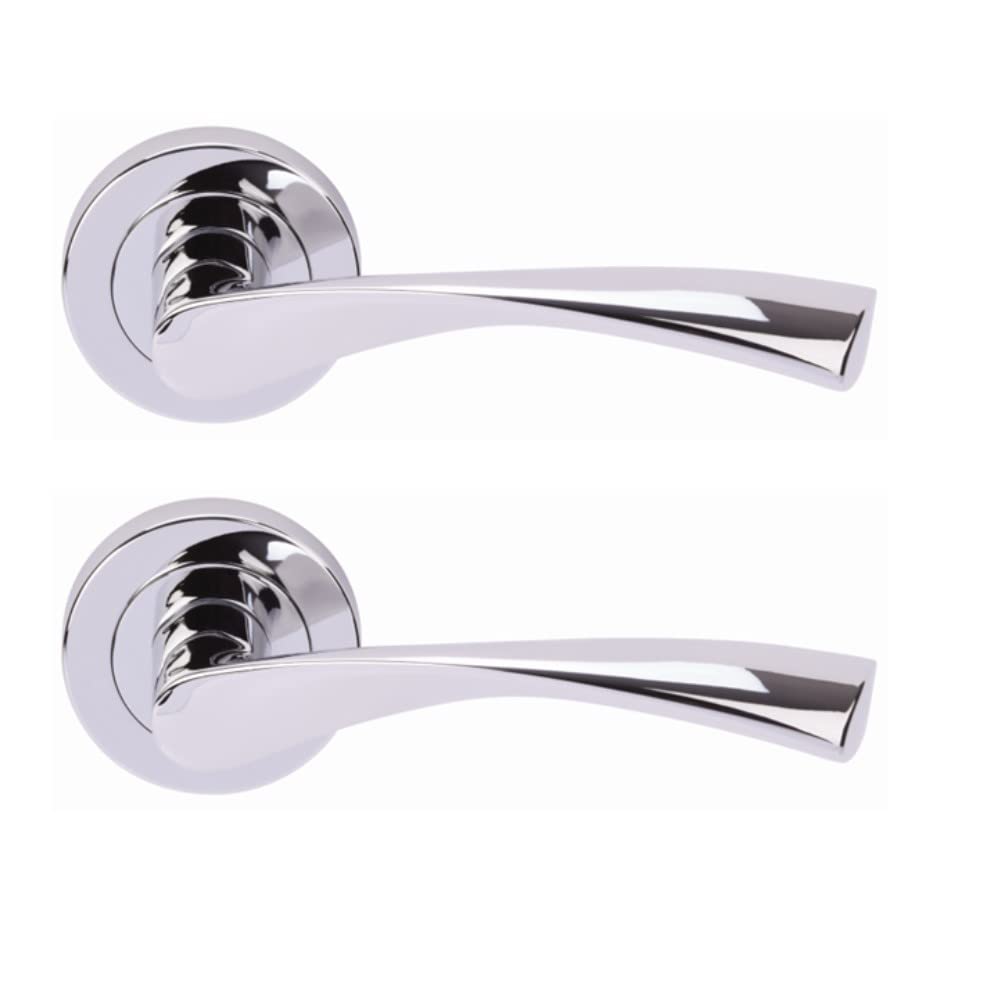7 Sets Zena Internal Door Handles on Rose Lever Latch Door Packs (76mm) - Polished Chrome - Image 3
