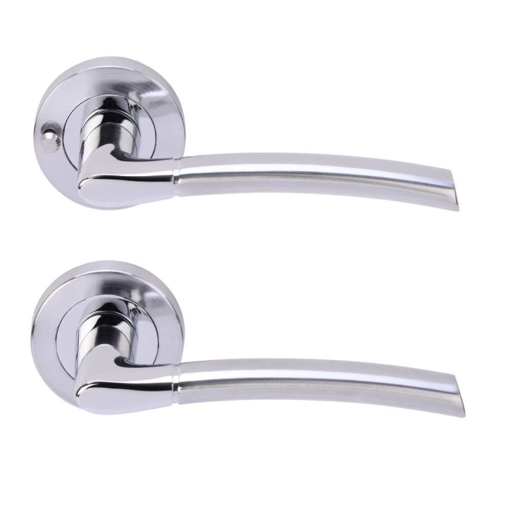 Nemo Privacy Lever on Rose Door Pack (76mm) - Dual Finish Polished/Satin Chrome - Image 2