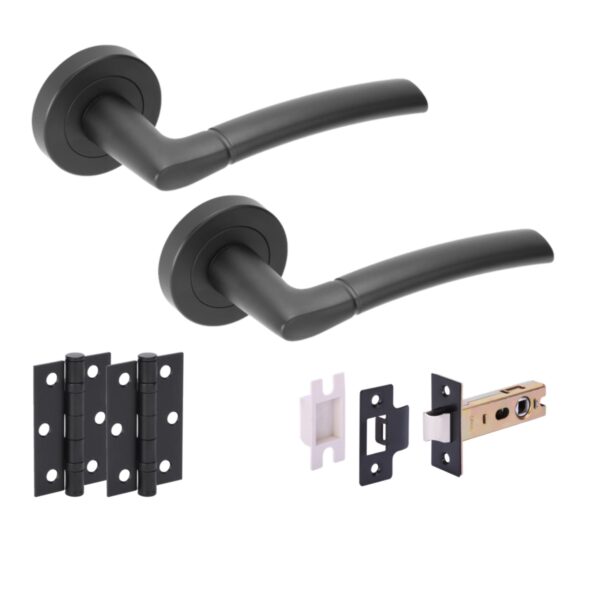 Nemo Internal Door Handles on Rose Lever Latch Door Pack (76mm) - Black Matt