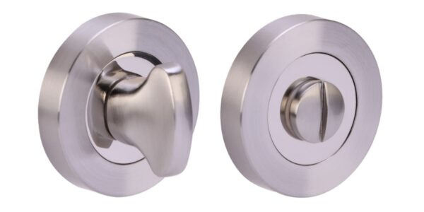 Bathroom Thumbturn and Release Set - Polished/Satin Nickel