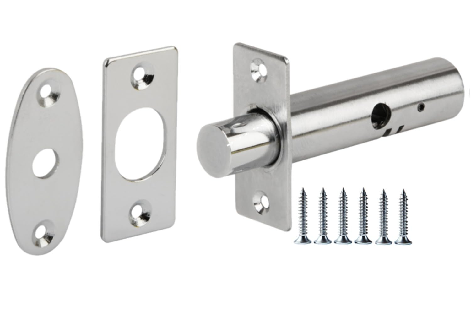 2 Pack Mortice Security Door Bolts, 60mm Silver Rack Bolt, with Satin Chrome Oval Thumbturns - Image 2