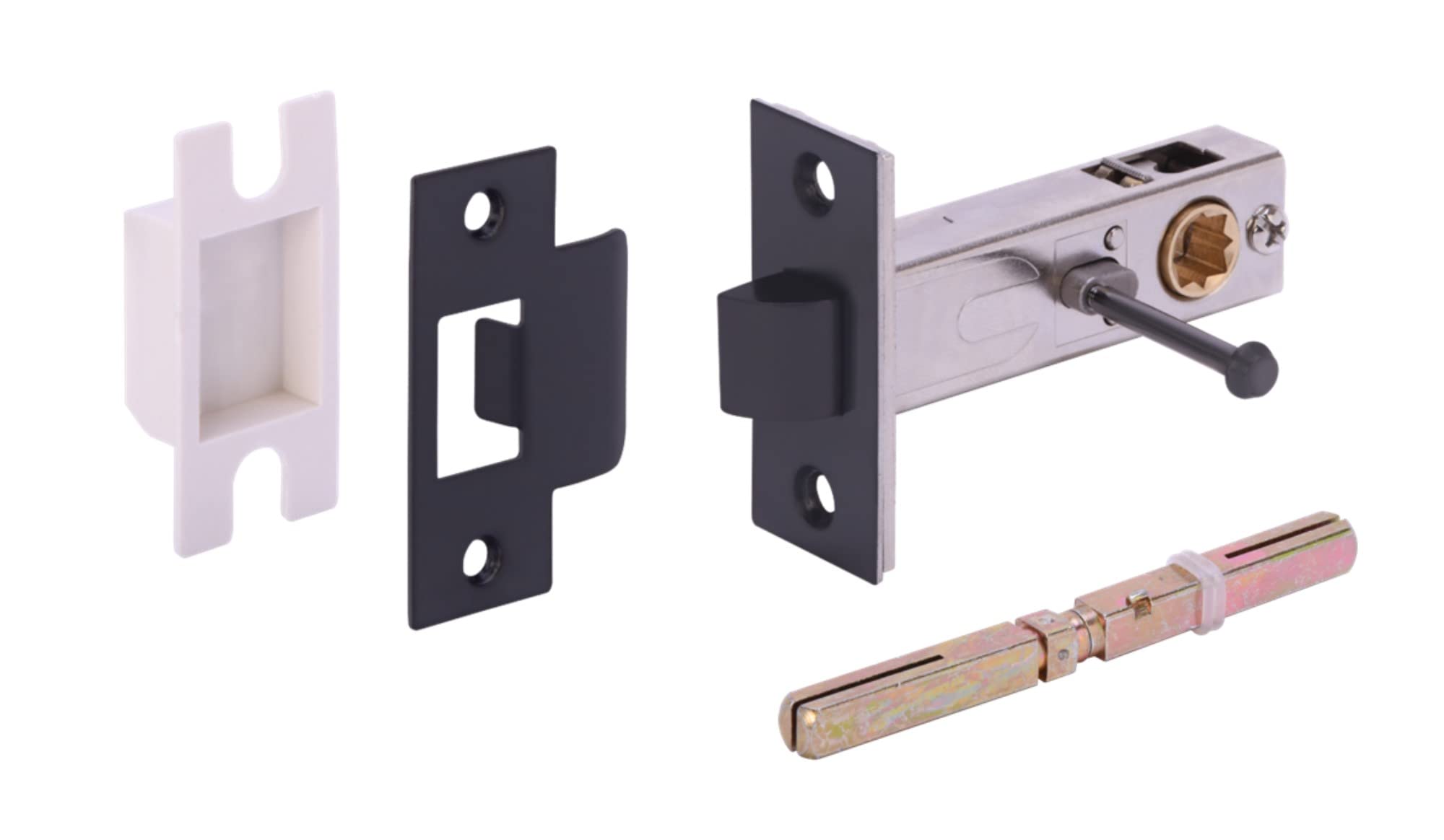 Zena Privacy Lever On Round Rose Door Handles, with Privacy Latch - Black Matt - Image 3