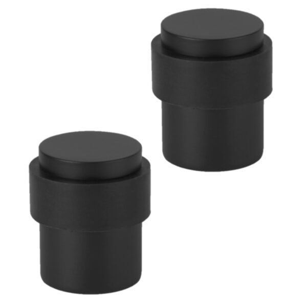 2 Pack Floor Mounted Collared Door Stops 30mm x 40mm, Concealed Fixing - Black Matt