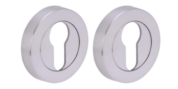 2 Pack Euro Cylinder Door Lock Key Escutcheon Covers - Polished/Satin Chrome
