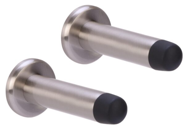 2 Pack 75mm / 3 inch Projecting Door Stops, Concealed Fixing - Satin Nickel
