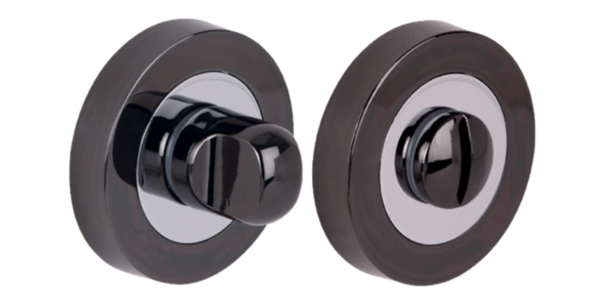 Bathroom Toilet Door Thumb Turn and Release Deadbolt Kit - Dual Finish Black Nickel/Polished Chrome - 76mm Bolt with 57mm Backset - Image 2