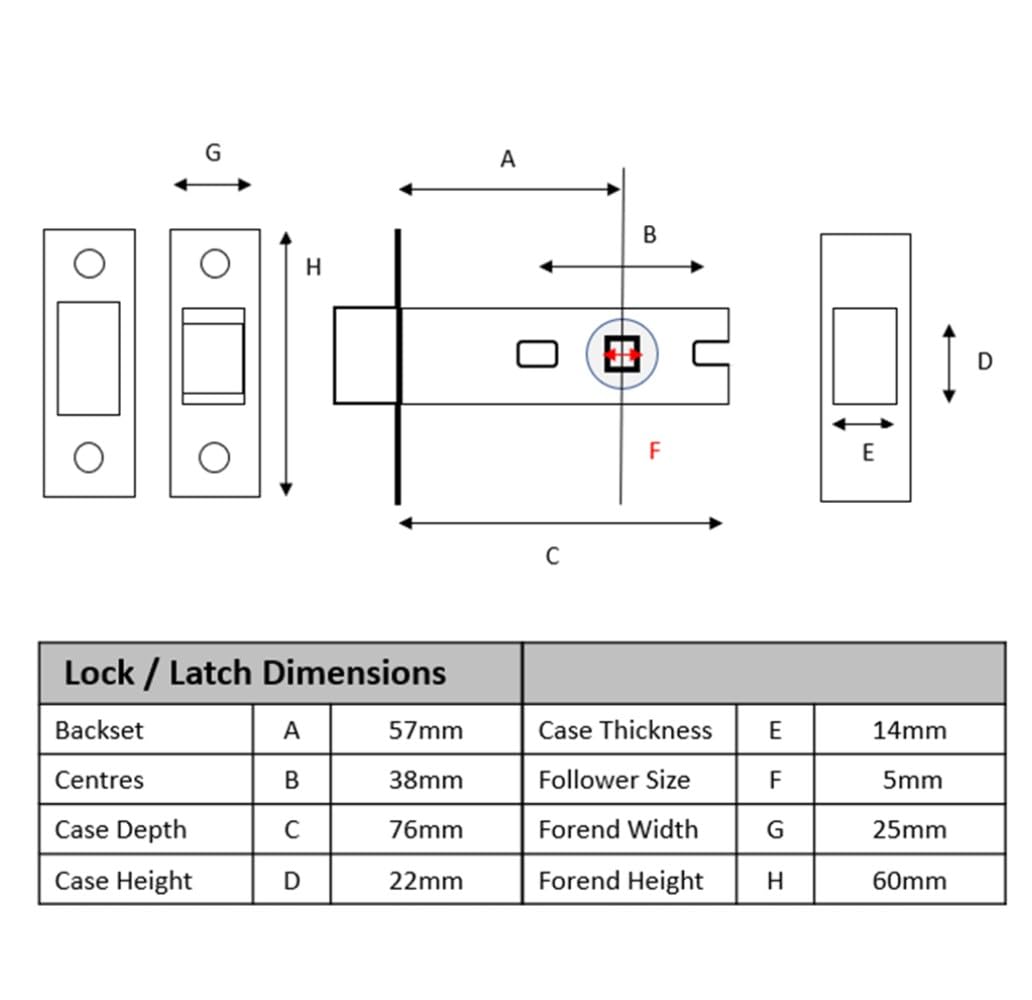 76mm Tubular Mortice Deadbolt - Satin Stainless Steel - 57mm Backset - Image 3