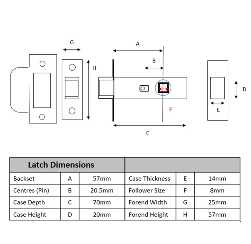 76mm Privacy Latch - Satin Brass - Image 4