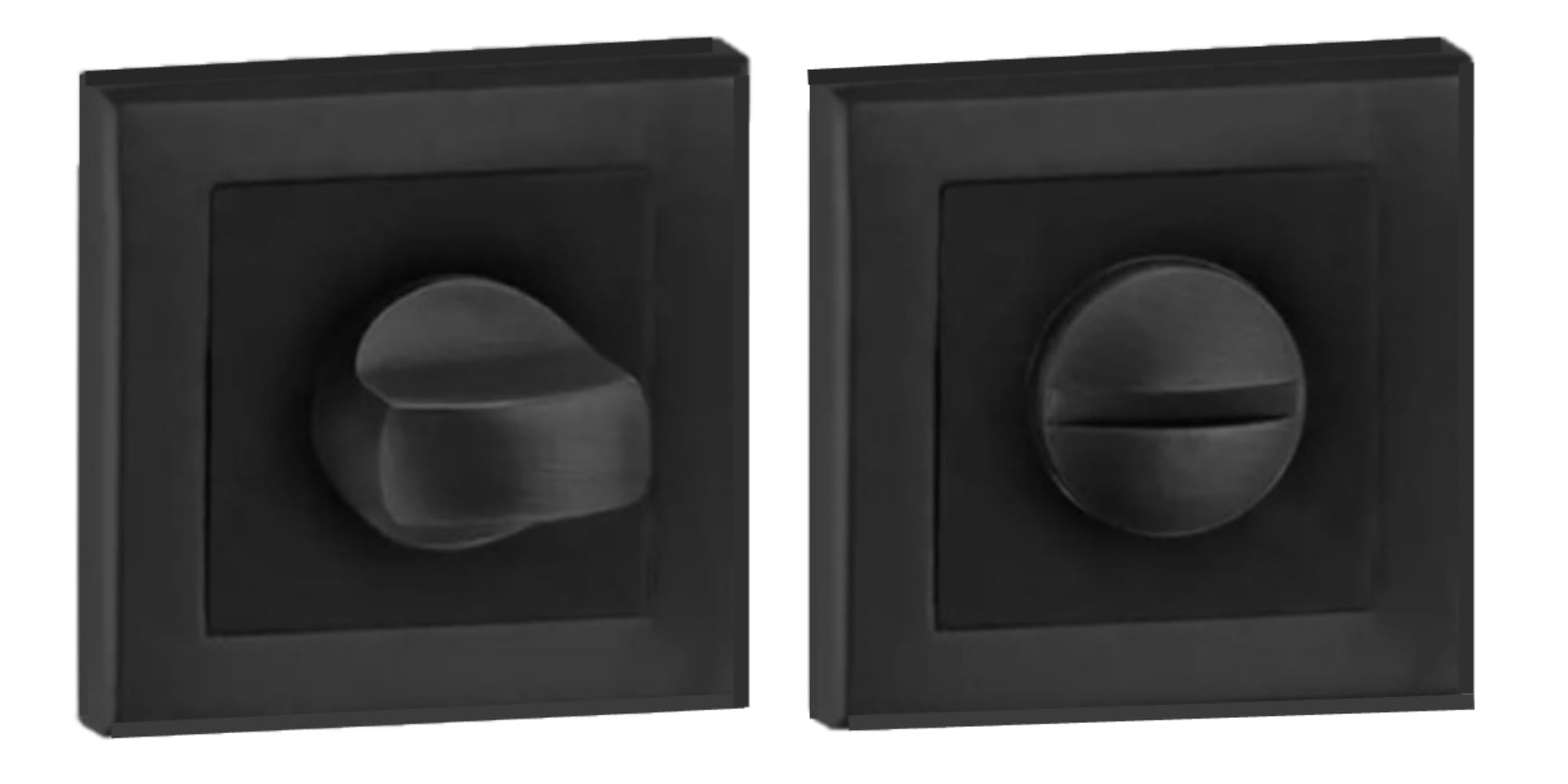 Square Rose Bathroom Toilet Door Thumb Turn and Release Deadbolt Kit - Black Matt - 76mm Bolt with 57mm Backset - Image 2