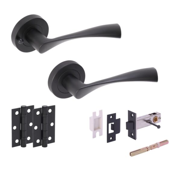 Zena Privacy Lever On Rose Door Pack (76mm) - Black Matt