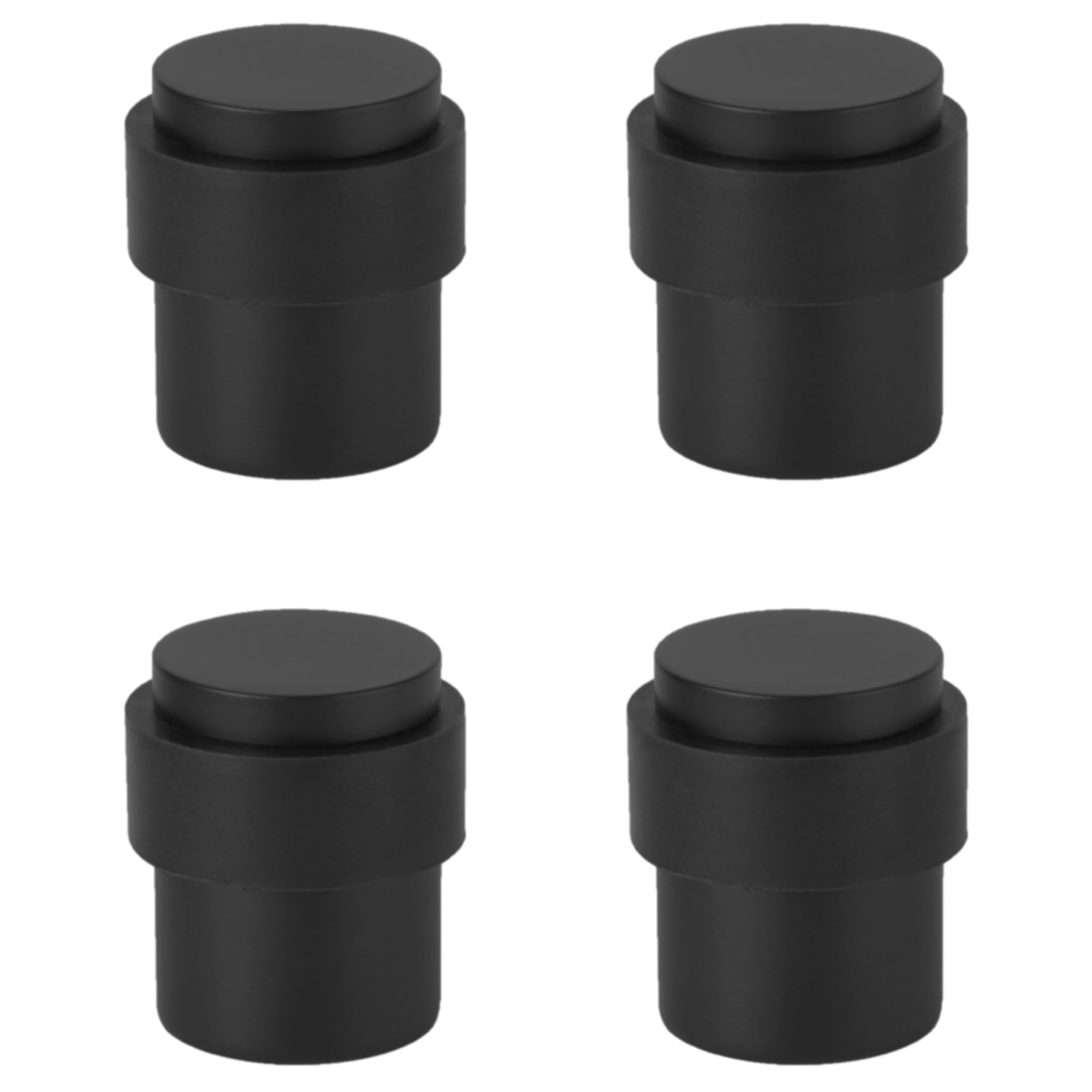 4 Pack Floor Mounted Collared Door Stops 30mm x 40mm, Concealed Fixing - Black Matt