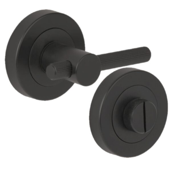 Linear Bar Designer Bathroom Thumb Turn and Release Set - Black Matt