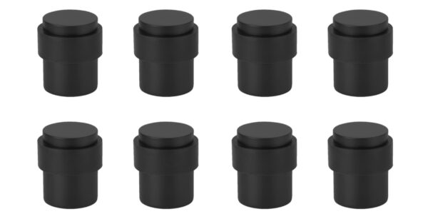 8 Pack Floor Mounted Collared Door Stops 30mm x 40mm, Concealed Fixing - Black Matt