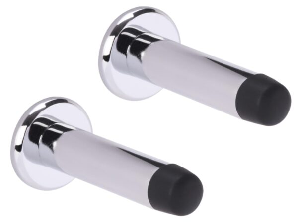 2 Pack 75mm / 3 inch Projecting Door Stops, Concealed Fixing - Polished Chrome