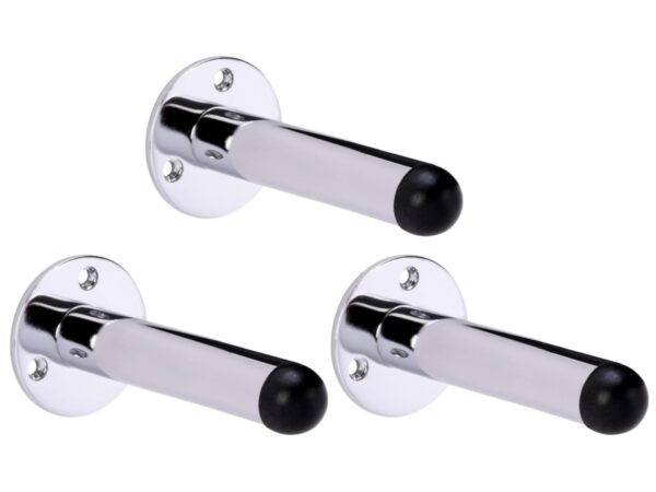3 Pack 115mm Extended Projecting Door Stops - Polished Chrome