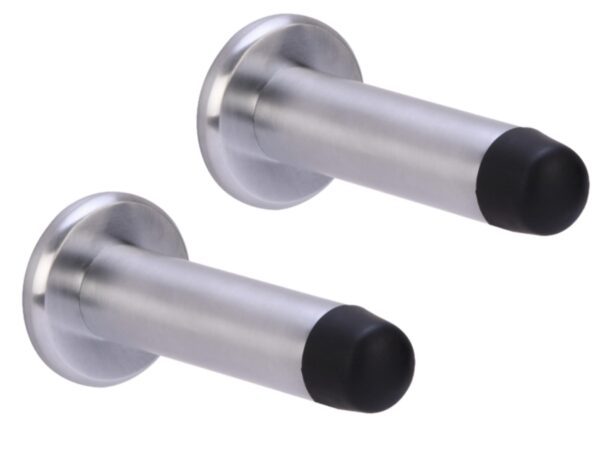 2 Pack 75mm / 3 inch Projecting Door Stops, Concealed Fixing - Satin Chrome