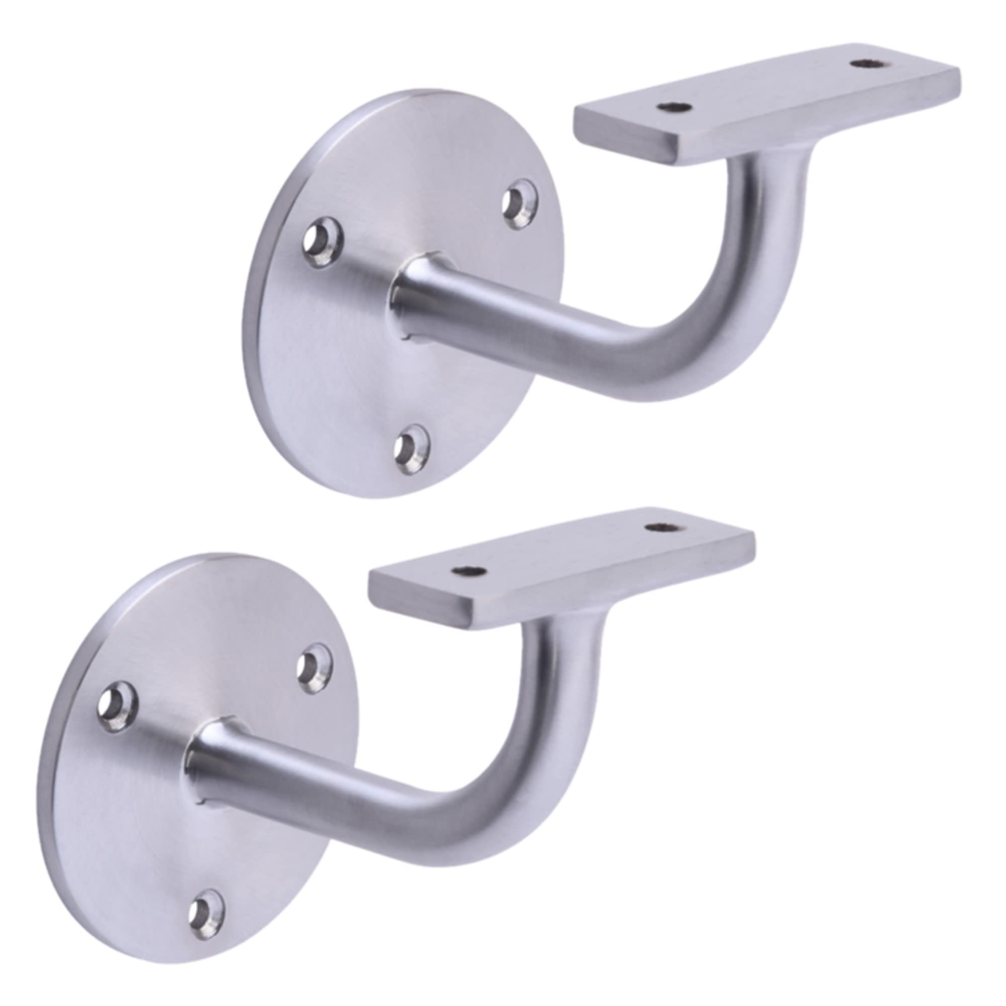2 Pack Heavy Duty Handrail Brackets - Satin Chrome