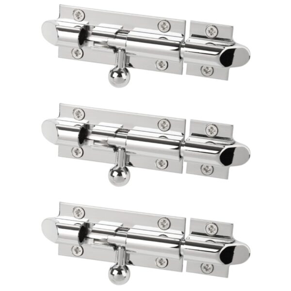 3 Pack Bell Shaped Premium Sliding Door Bolt - 75x32mm - Polished Chrome