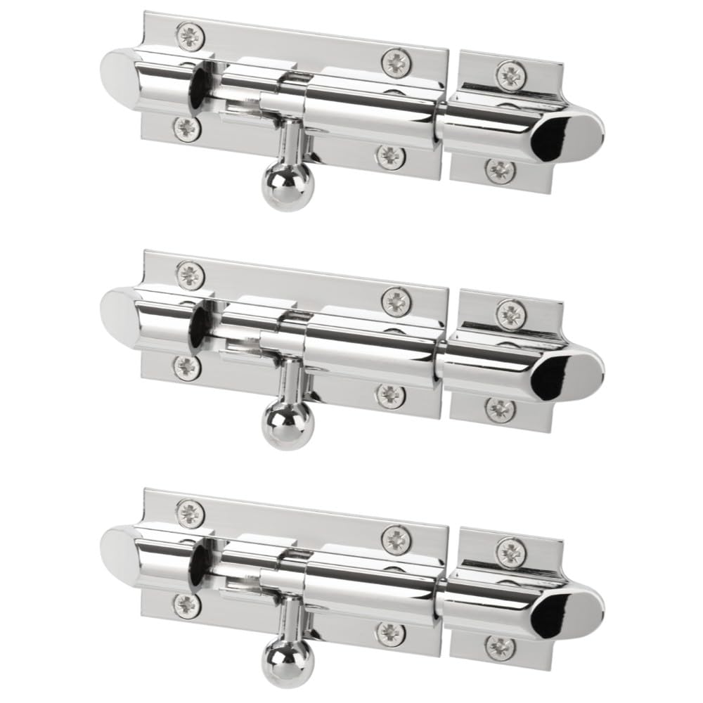 3 Pack Bell Shaped Premium Sliding Door Bolt - 75x32mm - Polished Chrome