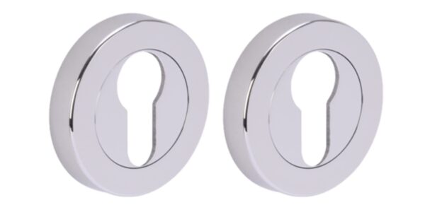 2 Pack Euro Cylinder Door Lock Key Escutcheon Covers - Polished Chrome