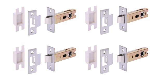 4 Pack 76mm / 3 inch Satin Stainless Steel Tubular Mortice Latch - 57mm Backset