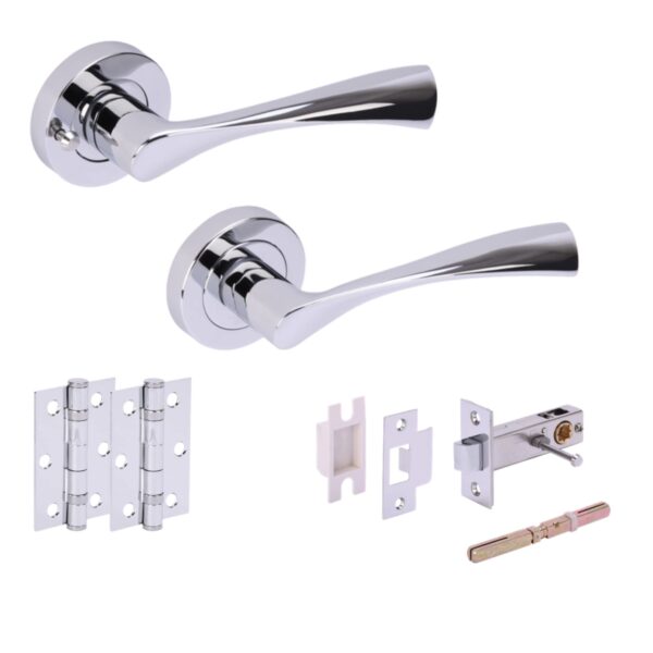 Zena Privacy Lever On Rose Door Pack (76mm) - Polished Chrome