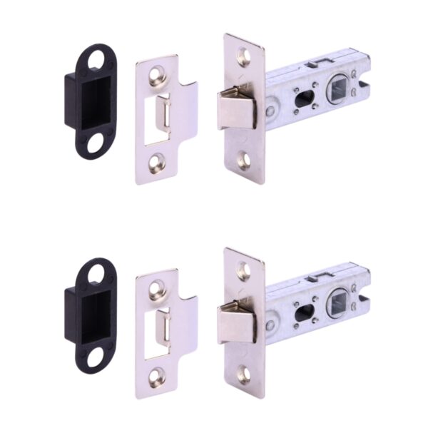 2 Pack 76mm (3 inch) Silver Nickel Tubular Mortice Latch - 57mm Backset