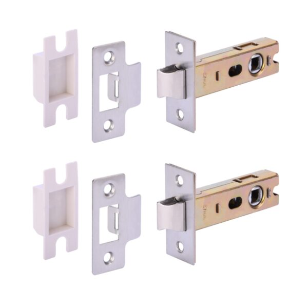 2 Pack 76mm / 3 inch Satin Stainless Steel Tubular Mortice Latch - 57mm Backset