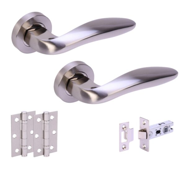 Lagus Internal Door Handles on Rose Lever Latch Door Pack (76mm) - Polished/Satin Nickel