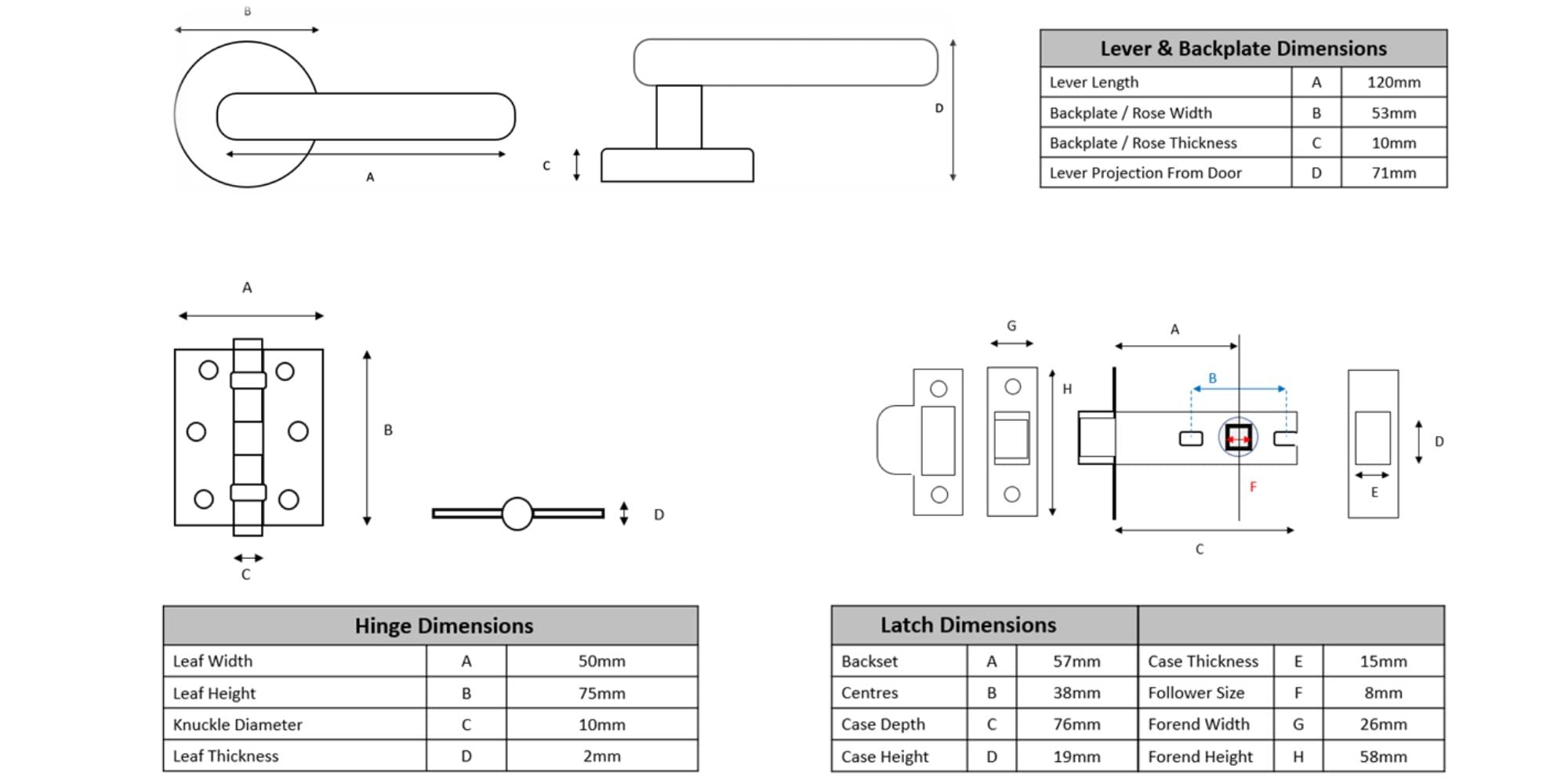 7 Sets Zena Internal Door Handles on Rose Lever Latch Door Packs (76mm) - Satin Chrome - Image 5