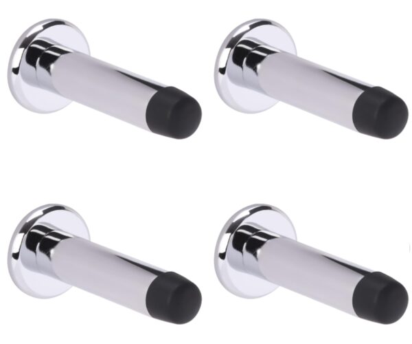 4 Pack 75mm / 3 inch Projecting Door Stops, Concealed Fixing - Polished Chrome