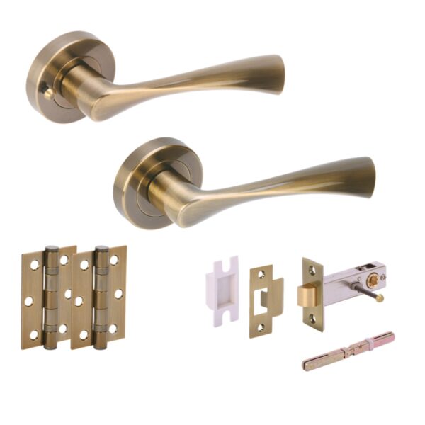 Zena Privacy Lever On Rose Door Pack (76mm) - Antique Bronze