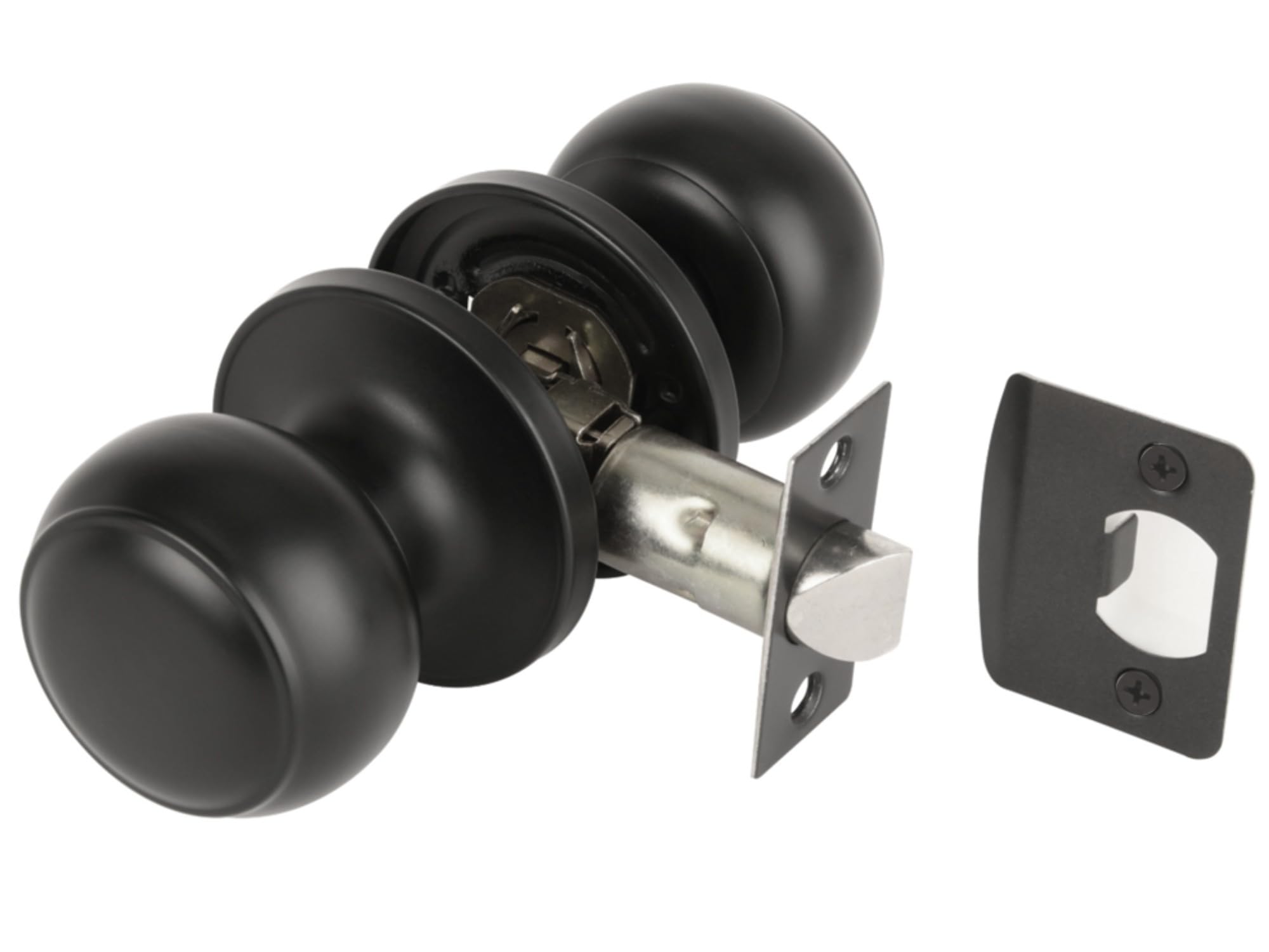 3 Sets Riva Passage Knobset, Non-Locking Interior Door Knobset, Adjustable 60-70mm Latch – Black Matt - Image 2