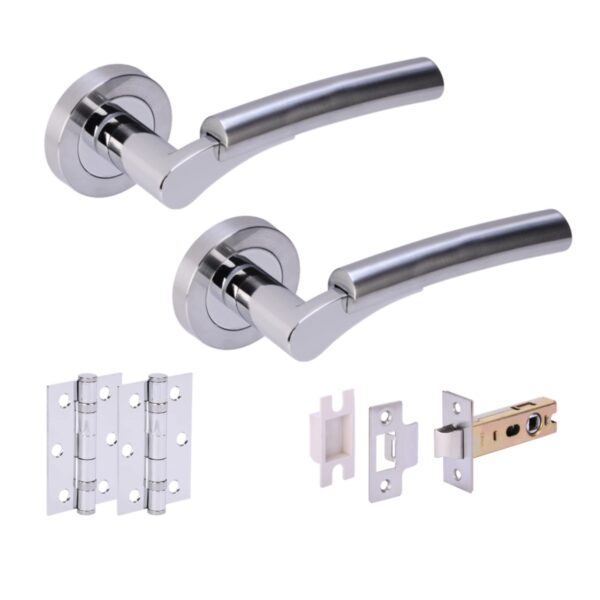 Raida Internal Door Handles on Rose Lever Latch Door Packs (76mm) - Polished/Satin Chrome