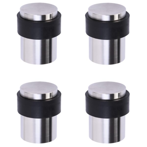 4 Pack Floor Mounted Collared Door Stops 30mm x 40mm, Concealed Fixing - Satin Stainless Steel
