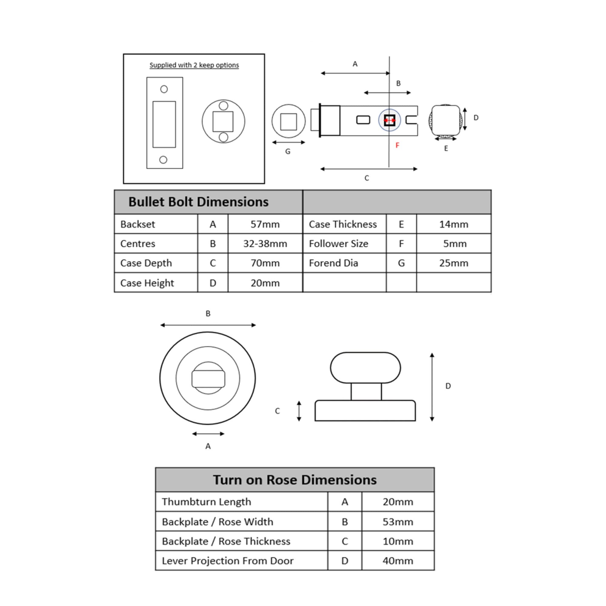 Bathroom Toilet Door Thumb Turn and Release Bullet Round Deadbolt Kit - Antique Bronze - 76mm Bolt with 57mm Backset - Image 5