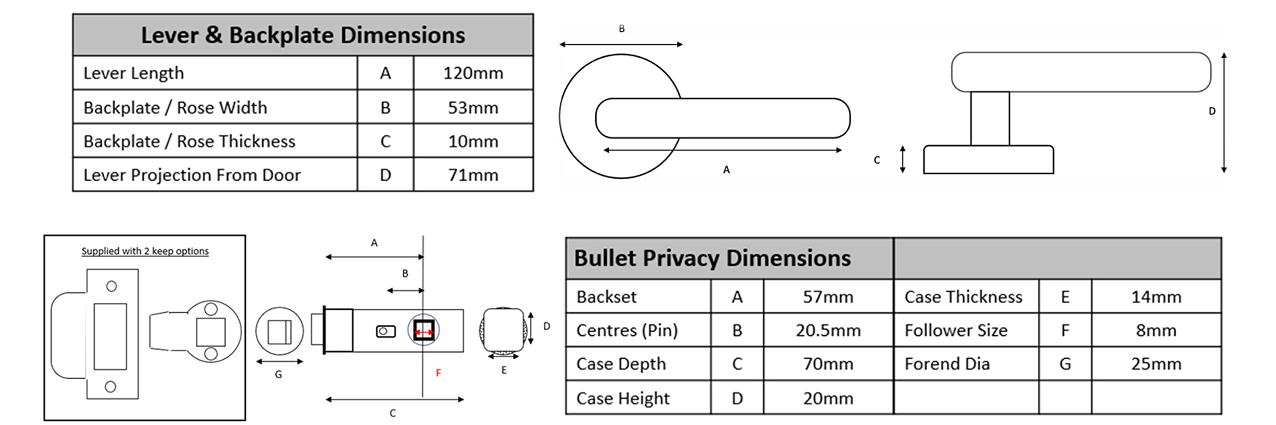 Zena Privacy Lever On Round Rose Door Handles, with Bullet Privacy Latch - Polished Chrome - Image 6