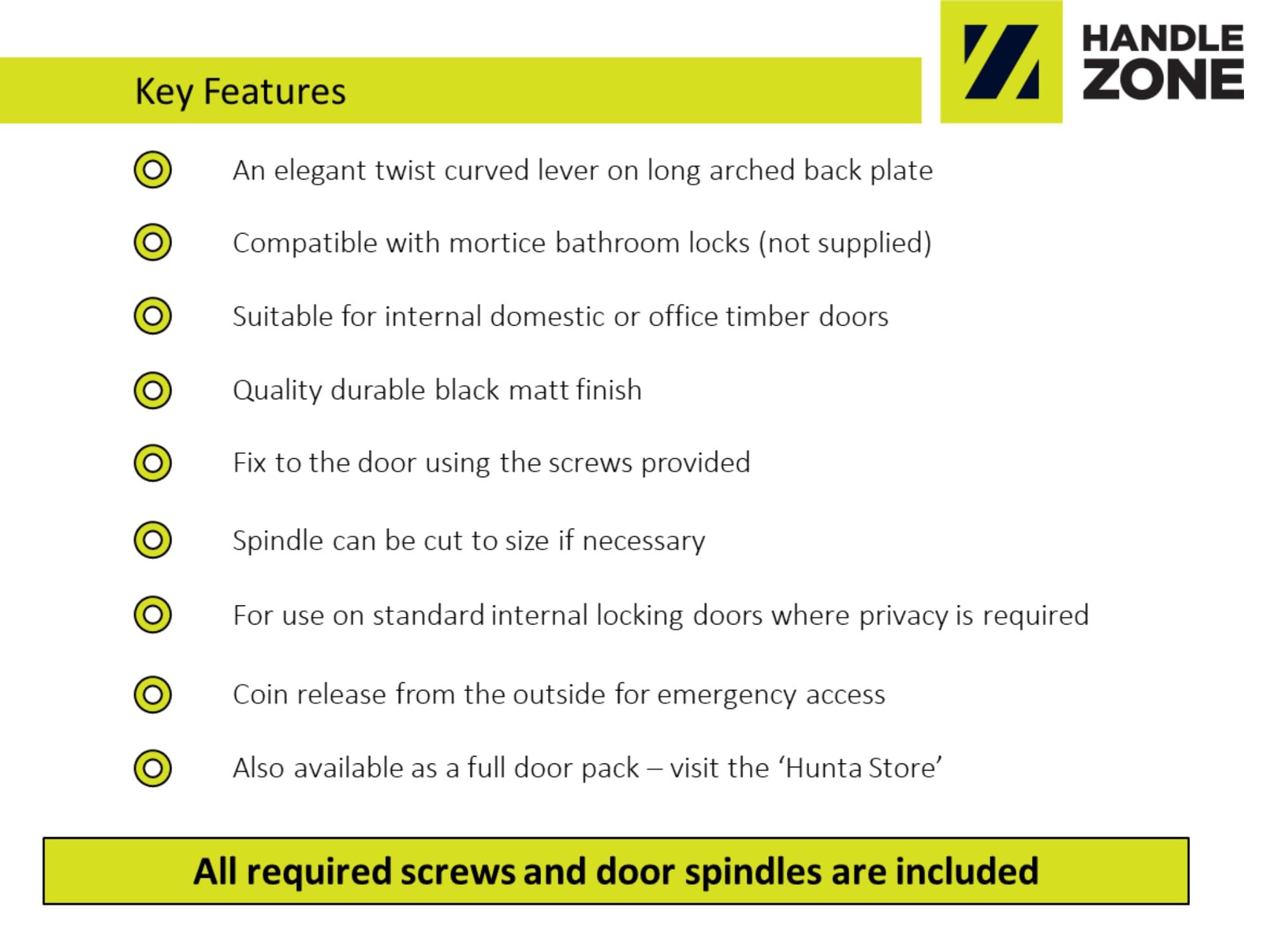 1 Pair of Lobo Black Matt Bathroom Door Handle Set on Long Backplate - Image 3
